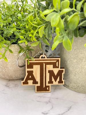 Hand Embroidered Thanks and Gig 'em Keychain A&M 