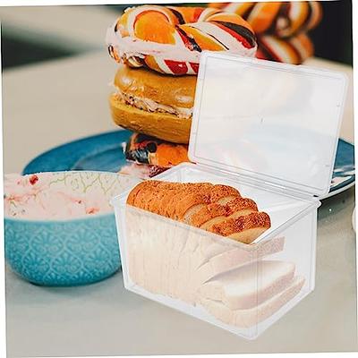 2 Pcs Plastic Large Bread Box Clear Bread Storage Container for Kitchen  Counter Airtight Loaf Bread Keeper Transparent Food Bread Holder Saver for