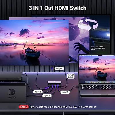 HDMI 2.1 Switch 4K@120Hz, 4K@144Hz, 8K@60Hz, HDMI Switcher Splitter 2 in 1  Out, Aluminum Shell, Compatible with PS4/PS5, Xbox, Fire Stick, Apple TV