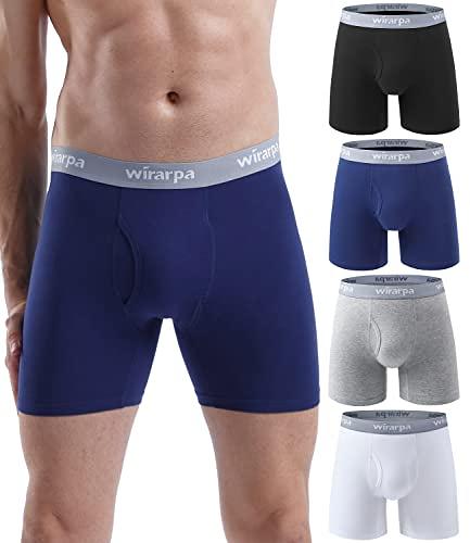 wirarpa Men's Boxer Briefs Cotton Stretch Underwear Open Fly Tagless ...