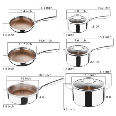 Copper Tri-Ply 13Pc Cookware Set, Polished, Hammered