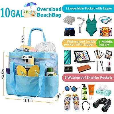 Hamish Mesh Beach Bag - Large Travel Tote Bag Lightweight & Foldable Beach Bag Toy Bag for Family Vacation