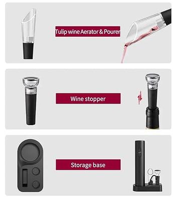  Oster Electric Wine Opener and Foil Cutter Kit with CorkScrew  and Charging Base, Silver