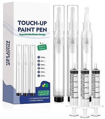 Slobproof Touch Up Paint Pen- Refillable Paint Brush Pens 2 in 1 Pack-  Paint Touch Up Pen for Walls, Paint Brush Pen, Paint Touch Up Pen for Wall,  Furniture, Kitchen Cabinet, Wood, Floor, Window 