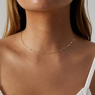Sewyer 14K Gold Plated Choker Necklace for Women Dainty Coin Chain Choker  Simple Beaded Lighting Bolt Fishbone Necklaces Everyday Jewelry Gifts -  Yahoo Shopping