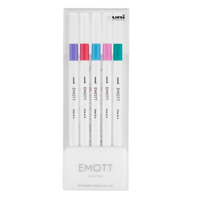 Uni EMOTT Fineliner Marker Pens, Fine Point (0.4mm), Assorted Ink, 10 Count  