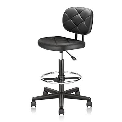 Adjustable Office Foot Stool w/Wheels, Height Adjustable Rolling Leg Rest  Black