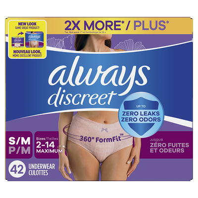 Always Discreet Adult Incontinence Underwear for Women, Size S/M, 42 CT -  Yahoo Shopping