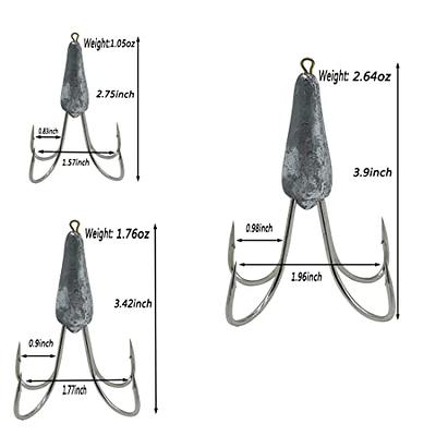 4PCS Weighted Hook Treble Hooks Large Fishing Hooks Size 1.05oz /1.76oz  /2.64oz (1.05oz) - Yahoo Shopping