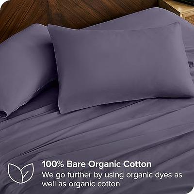 Bare Home Organic Cotton Percale Fitted Sheet Queen - Grey