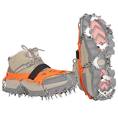 Azarxis Walk Traction Ice Snow Cleat Treads Grips Grippers Crampons  Creepers with 19 Spikes for Shoes Boots Men Women Walking Climbing Hiking  Fishing Heavy Duty Anti Slip Stainless Steel (Black, M) 