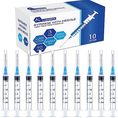 20 Pack Plastic Syringe Luer Lock with Needle - 10ml, 5ml, 3ml, 1ml  Syringes and 18Ga, 22Ga, 23Ga, 25Ga Needle, Individually Sealed Package