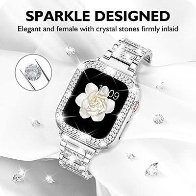 Black Metal Crystal Diamonds Apple Watch Band Women Watch 