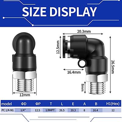  uxcell Push to Connect Tube Fitting Male Elbow 10mm