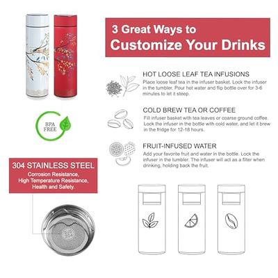  Smart Water Bottle with LED Temperature Display,Tea Infuser  Bottle,Travel Coffee Mug,17oz/500ml Insulated Water Bottle,Flask for hot  and cold drinks: Home & Kitchen