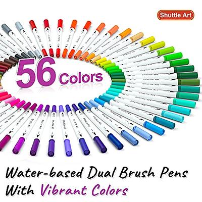 Shuttle Art Dual Tip Brush Pens Art Markers, 96 Colors Fine and Brush Dual  Tip Markers Set with Pen Holder & 1 Coloring Book for Kids Adult Artist