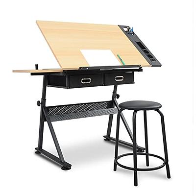  SogesPower Adjustable Glass Drafting Table Drawing Desk Diamond  Art Desk Versatile Art Craft Station Study Table w/ 2 Slide Rolling Wheels  and Drawers for Artist Painters Home Office : Home 