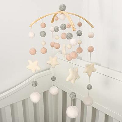 Baby Crib Mobile - Boho Rainbow Baby Wooden Crib Mobile Felt | Colorful  Cotton Ball | Wool Ball | Ceiling Mobile | Baby Mobile for Bassinet |  Nursery