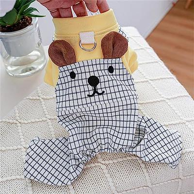 Plaid Panda Decor Jumpsuit for Small Dogs Spring Four Legs Overalls Pet  Lapel Shirt Cute Comfortable Clothes