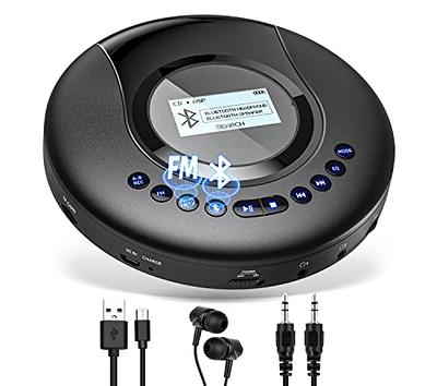 Rechargeable Portable CD Player for Car Hernido Discman CD Player with FM  Tra