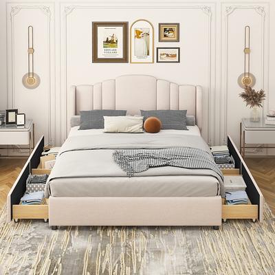 Upholstered King Platform Bed Storage