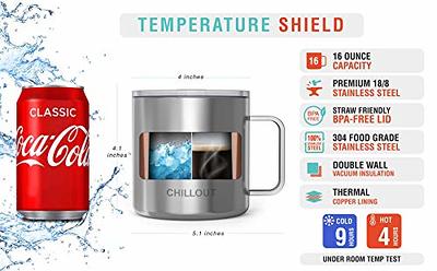 RTIC 16 oz Coffee Travel Mug with Lid and Handle, Stainless Steel Vacuum-Insulated Mugs, Leak, Spill Proof, Hot Beverage and Col