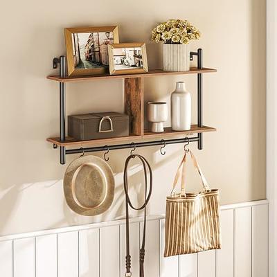 Industrial Style Wood & Pipe 3-hook Coat Rack