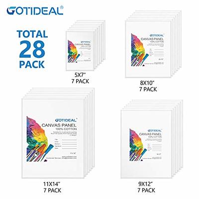 GOTIDEAL Stretched Canvas, 11x14 inch Set of 7, Primed White - 100% Cotton Artist Canvas Boards for Painting, Acrylic Pouring, Oil Paint Dry & Wet
