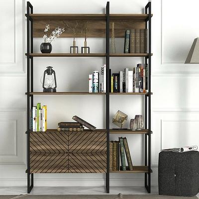 Solid Open Book Shelves, 71 Tall Modern Bookshelf 6 Foot, Free Standing  Display Shelving Unit, 5 Tier Industrial Bookcase for Living Room Bedroom 