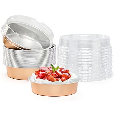 JOYKLE Mini Cake Pans with Lids,50 Pack Mini Loaf Baking Pans and Lids  Covers,Aluminum Foil Long Baking Cups,Disposable Foil Cupcake Liners for