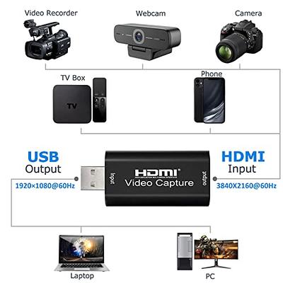 HDMI Video Capture Card - 4K HDMI to USB Capture Card Full HD Video Capture  Device with Audio via DSLR, Camcorder, Action Cam for Streaming