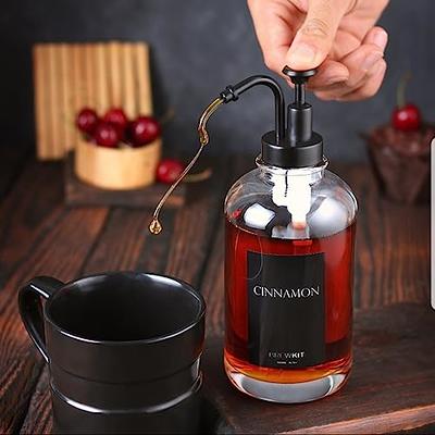 Stainless Steel Coffee Syrup Dispenser for Coffee Bar. Set of 2 Thick Glass  Syrup Pump Bottle