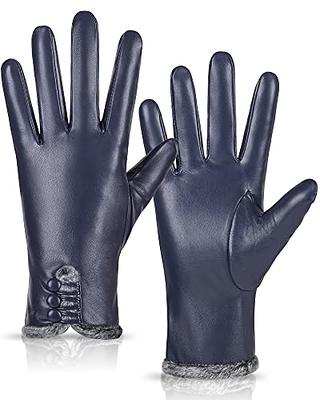 Leather Gloves for Men,Winter Sheepskin Leather Driving Gloves,Touchscreen  Wool Fleece Lined Warm Gloves for Gift