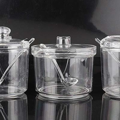 123Arts Glass Container Sugar Bowl Spice Jar Food Storage with Wooden Lid  and Spoon