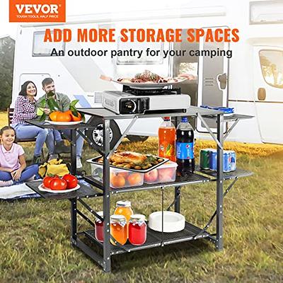 VEVOR Camping Kitchen Table with 3 Storage Organizer Outdoor