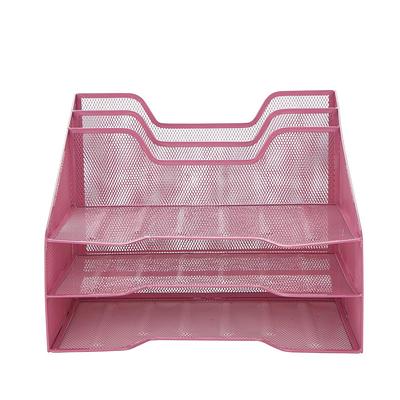 Mind Reader 5 Tray Mesh File/letter/document Desktop Organizer Pink : Target