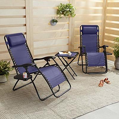 Basics Outdoor Textilene Adjustable Zero Gravity Folding Reclining  Lounge Chair with Pillow, 26, Black