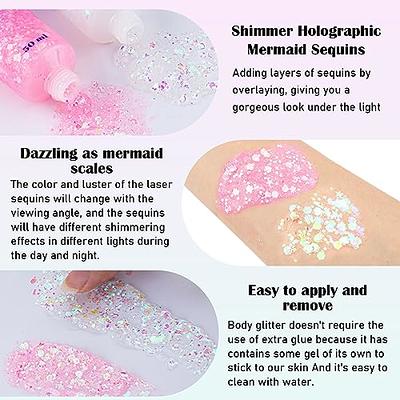 BowJian Blue Face Glitter Singer Concerts Blue Body Glitter Festival Rave  Accessories Glitter Eyeshadow Blue Face