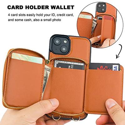 DEFBSC Compatible with iPhone 13 Pro Max Case, Crossbody Wallet Case,  Adjustable Detachable Lanyard Neck Strap with Kickstand Leather Card Holder