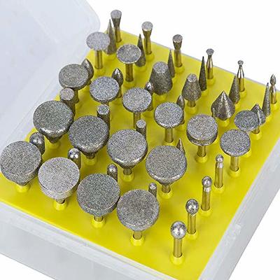 Stone Carving Set Diamond Burr Bits Compatible with Dremel, 46Grit 150Grit  24PCS Polishing Kits Rotary Tools Accessories with 1/8'' Shank for