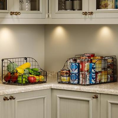  Stackable Fruit Basket - Kitchen Counter Baskets with Lid,  Onion Potato Storage Wire Basket,Hanging Storage Basket Organizer for Snack  Vegetable, Cabinet Countertop Organizer Bins for Produce.