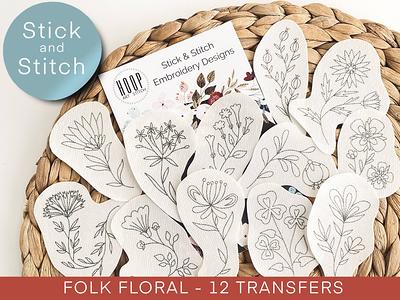 Stick and Stitch Embroidery Patterns, Stick on Floral Embroidery