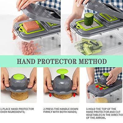  Vegetable Chopper 12-in-1 Mandoline Slicer, Multi Blade with  Hand Protector and Container: Home & Kitchen