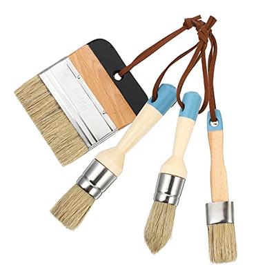 Mister Rui Chalk Wax Paint Brush 3 Pcs, Large Wax Brushes for Chalk Paint,  Chalk Brushes for Furniture, Acrylic Paint/Milk Paint, Natural Bristles, 1  Small Round Brush and 2 Large Oval Brushes