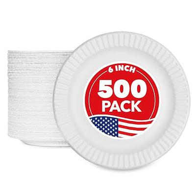 6 White Uncoated Paper Plate - 100/Pack