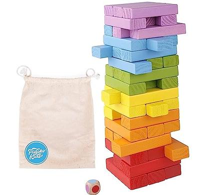 Costway Giant Tumbling Timber Toy 54 PCS Wooden Blocks Game w/ Carrying Bag  