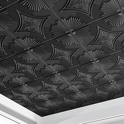 Art3d Drop Ceiling Tiles 24x24 in Black (12-Pack, 48 Sq.ft), 3D