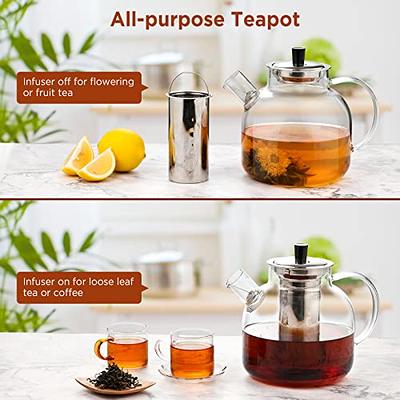 OVENTE 3-Cup Glass Tea Pot with Removable Stainless-Steel Infuser