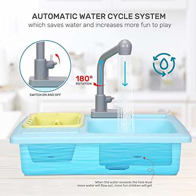  SmartChef Play Kitchen Sink Toys, Blue Electric Dishwasher Playing  Toy with Running Water, Play Food & Tableware Accessories, Kitchen Set Toys,  Role Play Sink Set for Toddlers Kids Boys Girls 