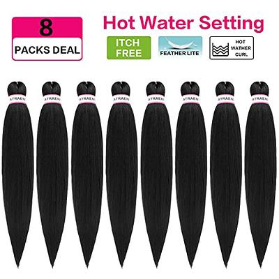 Difunee Pre stretched Braiding Hair 24 Inch 8 Packs Long Braiding Hair Pre  Stretched Hair For Braiding Hot Water Setting Synthetic Braiding Hair For